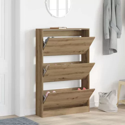 Cipőszekrény ajtóval kézműves tölgy 80 x 21 x 125.5 cm Faanyag