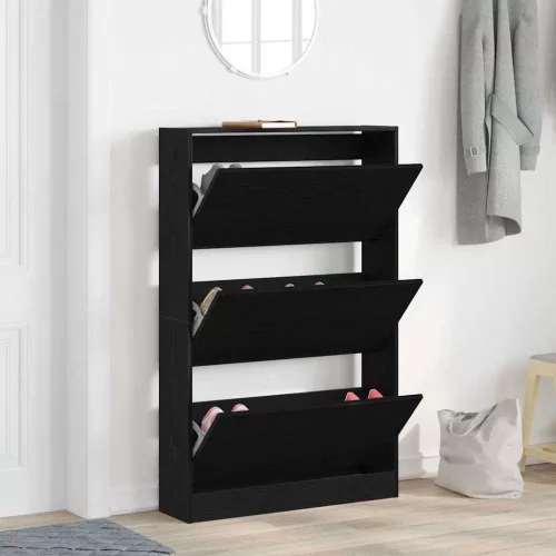 Cipőszekrény tárolóval Musta tammi 80 x 21 x 125.5 cm Faanyag