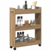 Cabinet kerékkel kézműves tölgy 60 x 22 x 79 cm Faanyag