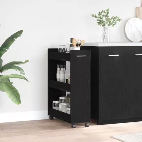Cabinet kerékkel Musta tammi 60 x 22 x 79 cm Faanyag