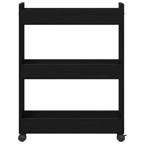 Cabinet kerékkel Musta tammi 60 x 22 x 79 cm Faanyag