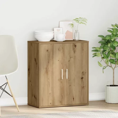 Kézműves tölgy színű szerelt fa tálalószekrény 60 x 31 x 70 cm