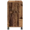 Oldalasztal polcokkal kerékkel Régi fa 50 x 30 x 55 cm Faanyag