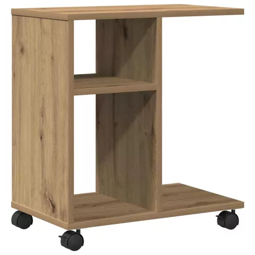 Oldalasztal polcokkal kézműves tölgy 50 x 30 x 55 cm Faanyag