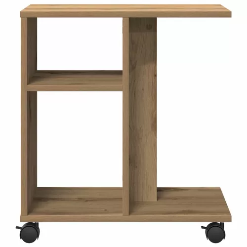 Oldalasztal polcokkal kézműves tölgy 50 x 30 x 55 cm Faanyag