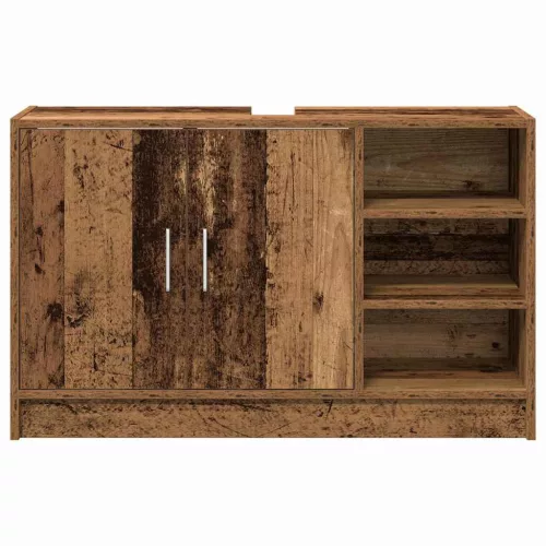 Mosdószekrény tárolóval ajtóval Öreg fa 90 x 29 x 55 cm Faanyag