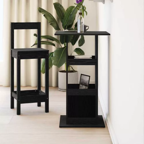 Bárasztal polcokkal Fekete tölgy 60 x 60 x 100 cm Faanyag