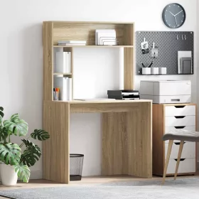 Asztal polcokkal sonoma tölgy 91 x 50 x 149 cm Faanyag