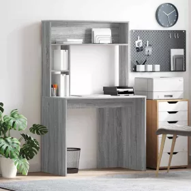Asztal polcokkal Szürke sonoma 91 x 50 x 149 cm Faanyag