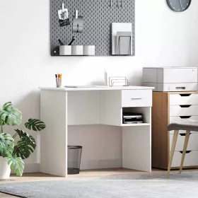 Asztal fiókkal polcokkal Fehér 90 x 49.5 x 75 cm Faanyag