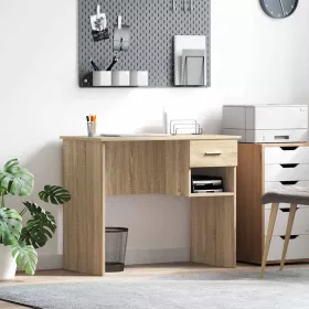   Asztal fiókkal polcokkal sonoma tölgy 90 x 49.5 x 75 cm Faanyag