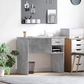   Asztal fiókkal polcokkal Beton szürke 90 x 49.5 x 75 cm Faanyag