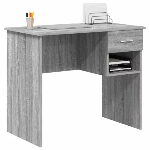 Asztal fiókkal Szürke sonoma 90 x 49.5 x 75 cm Faanyag