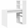 Asztal polcokkal tárolóval Fehér 113 x 54 x 120 cm Faanyag