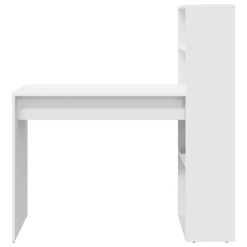 Asztal polcokkal tárolóval Fehér 113 x 54 x 120 cm Faanyag