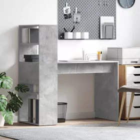 Asztal polcokkal Beton szürke 113 x 54 x 120 cm Faanyag