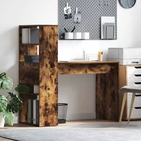 Asztal polcokkal Füstölt tölgy 113 x 54 x 120 cm Faanyag