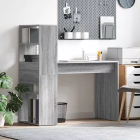 Asztal polcokkal Szürke sonoma 113 x 54 x 120 cm Faanyag