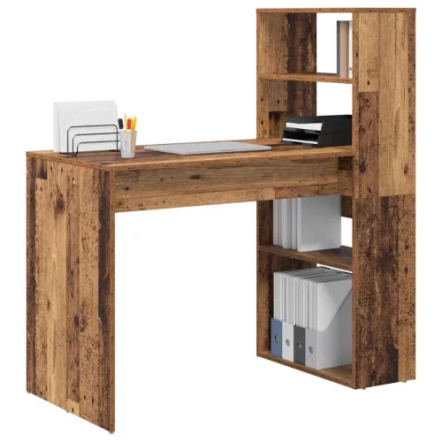 Asztal polcokkal tárolóval Régi fa 113 x 54 x 120 cm Faanyag