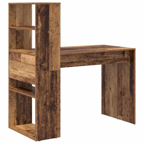 Asztal polcokkal tárolóval Régi fa 113 x 54 x 120 cm Faanyag