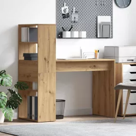 Asztal polcokkal kézműves tölgy 113 x 54 x 120 cm Faanyag