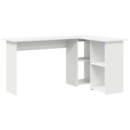 Asztal polcokkal tárolóval Fehér 142 x 102 x 73 cm Faanyag
