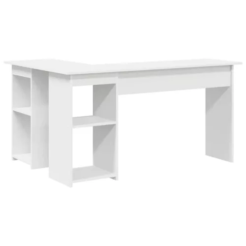 Asztal polcokkal tárolóval Fehér 142 x 102 x 73 cm Faanyag