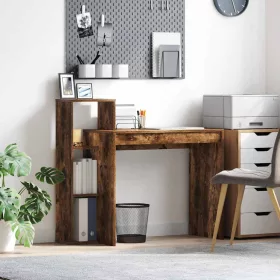 Asztal polcokkal Füstölt tölgy 100 x 40 x 90 cm Faanyag