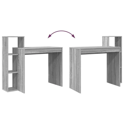 Asztal polcokkal Szürke sonoma 100 x 40 x 90 cm Faanyag