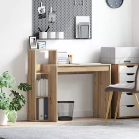 Asztal polcokkal kézműves tölgy 100 x 40 x 90 cm Faanyag