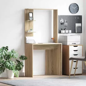 Asztal polcokkal sonoma tölgy 78.5 x 37 x 154.5 cm Faanyag