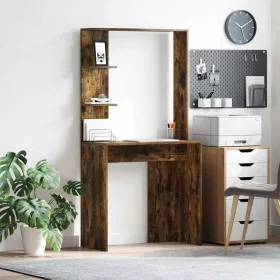   Asztal polcokkal Füstölt tölgy 78.5 x 37 x 154.5 cm Faanyag