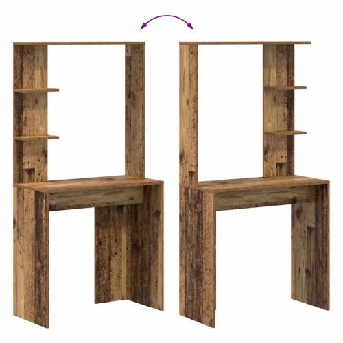 Asztal polcokkal tárolóval Régi fa 78.5 x 37 x 154.5 cm Faanyag