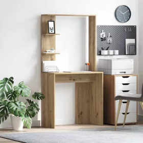   Asztal polcokkal kézműves tölgy 78.5 x 37 x 154.5 cm Faanyag