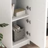 Magas Tároló Fehér 31,5 x 32 x 124 cm Faanyag