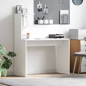   Asztal polcokkal tárolóval Fehér 102 x 50 x 124 cm Faanyag