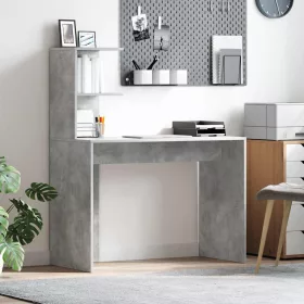 Asztal polcokkal Beton szürke 102 x 50 x 124 cm Faanyag