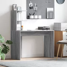 Asztal polcokkal Szürke sonoma 102 x 50 x 124 cm Faanyag