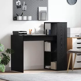 Asztal polcokkal Musta tammi 108 x 55 x 103,5 cm Faanyag