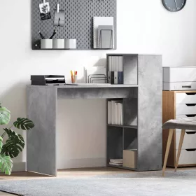 Asztal polcokkal Beton Szürke 108 x 55 x 103,5 cm Faanyag