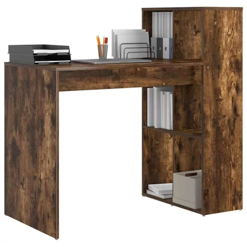 Asztal polcokkal Füstölt tölgy 108 x 55 x 103,5 cm Faanyag