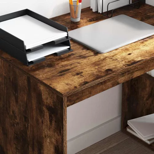 Asztal polcokkal Füstölt tölgy 108 x 55 x 103,5 cm Faanyag