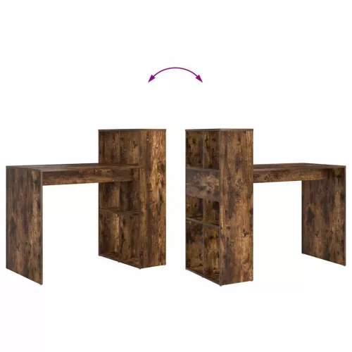 Asztal polcokkal Füstölt tölgy 108 x 55 x 103,5 cm Faanyag
