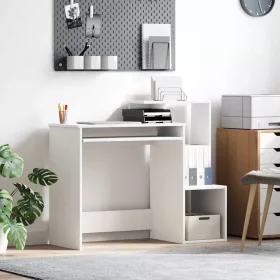   Asztal polcokkal tárolóval Fehér 106 x 40 x 88,5 cm Faanyag