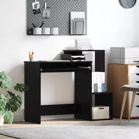 Asztal polcokkal Fekete tölgy 106 x 40 x 88,5 cm Faanyag