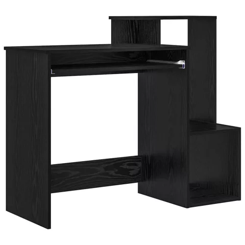 Asztal polcokkal Fekete tölgy 106 x 40 x 88,5 cm Faanyag