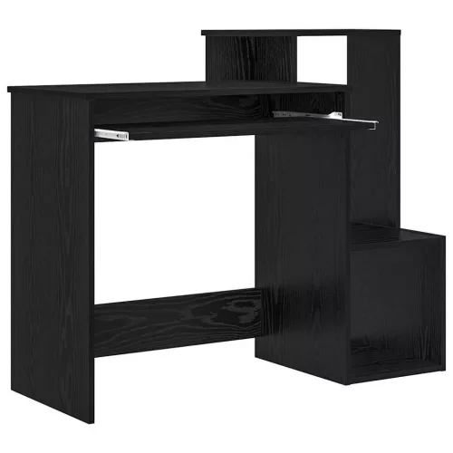 Asztal polcokkal Fekete tölgy 106 x 40 x 88,5 cm Faanyag