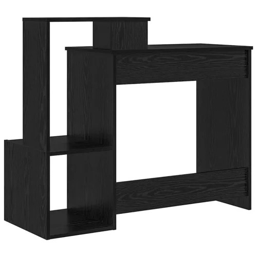 Asztal polcokkal Fekete tölgy 106 x 40 x 88,5 cm Faanyag