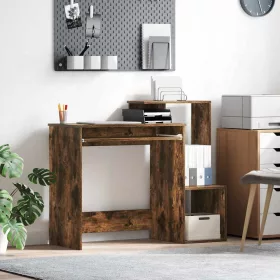 Asztal polcokkal Füstölt tölgy 106 x 40 x 88,5 cm Faanyag