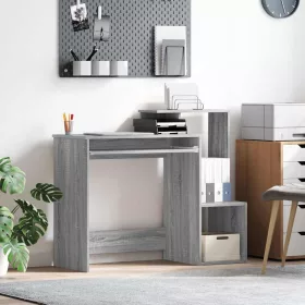 Asztal polcokkal Szürke Sonoma 106 x 40 x 88,5 cm Faanyag